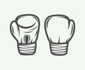 Boxing gloves in vintage style. Monochrome graphic Art. Royalty Free Stock Photo