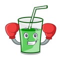 Boxing green smoothie character cartoon