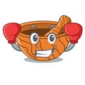 Boxing handmade wooden mortar isolated on cartoon