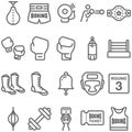 Boxing icon illustration vector set. Contains such icon as Sandbag, Champions Belt, Boxing short, Boxing gloves, Boxing shoes, Sta