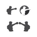 Boxing icon set and boxer design illustration symbol of fighter