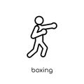 Boxing icon. Trendy modern flat linear vector Boxing icon on white background from thin line sport collection Royalty Free Stock Photo