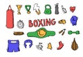 Boxing icons set