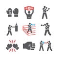 Boxing icons set. Vector signs for web graphics Royalty Free Stock Photo