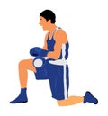Boxing. Knockout, counting the boxer on the ground vector.