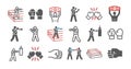 Boxing line icons set. Vector signs for web graphics Royalty Free Stock Photo