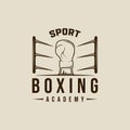 boxing logo vector line art vintage illustration template icon graphic design. fighting sport sign or symbol for academy or club