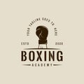 boxing logo vector vintage illustration template icon graphic design. fighting sport sign or symbol for academy or club or for