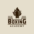 boxing logo vector vintage illustration template icon graphic design. fighting sport sign or symbol for academy or club or for