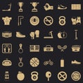 Boxing man icons set, simple style