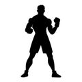 Boxing man silhouette. Vector template for tattoo or laser cutting
