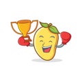 Boxing mango character cartoon mascot winner Royalty Free Stock Photo