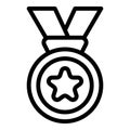 Boxing medal icon outline vector. Boxer club
