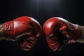 Boxing men with gloves, set against a stark black canvas