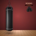 Boxing poster with gloves and punching bag template Royalty Free Stock Photo