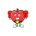 Boxing red apple cartoon mascot, character cute