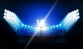 Boxing ring arena stadium field with bright stadium lights vs letters for sports Royalty Free Stock Photo