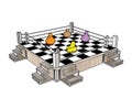 boxing ring and chess box, color illustration Royalty Free Stock Photo