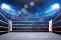 Boxing ring with illumination Royalty Free Stock Photo