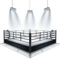 Boxing ring with spotlights isolated on white background Royalty Free Stock Photo