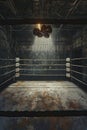 Boxing Ring With Hanging Boxing Gloves. Generative AI. Royalty Free Stock Photo