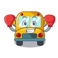 Boxing school bus character cartoon