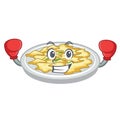 Boxing scrambled egg put above cartoon plate