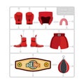 Boxing set. Collection champion. Gloves and protective helmet. S Royalty Free Stock Photo