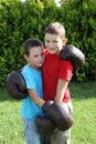 Boxing sibling Royalty Free Stock Photo