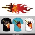 Boxing sport with fire. T-shirt design. Royalty Free Stock Photo