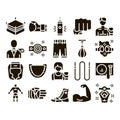 Boxing Sport Tool Glyph Set Vector Royalty Free Stock Photo