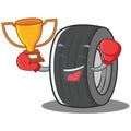 Boxing tire character cartoon style