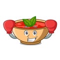 Boxing tomato soup character cartoon