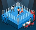 Boxing Tournament Isometric Composition Royalty Free Stock Photo