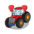 Boxing tractor character cartoon style