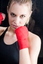 Boxing training blond woman sparring Royalty Free Stock Photo