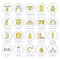 Boxing vector line icons. Punchbag, boxer gloves, ring, heavy bags, punching mitts. Sport training signs set, box Royalty Free Stock Photo