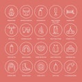 Boxing vector line icons. Punchbag, boxer gloves, ring, heavy bags, punching mitts. Sport training signs set, box Royalty Free Stock Photo