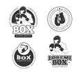 Boxing vector retro labels set