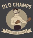 Boxing vintage logo with boxer