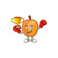 Boxing winner apricot fruit in the cartoon shape Royalty Free Stock Photo