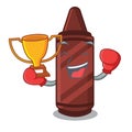 Boxing winner brown crayon in the cartoon shape