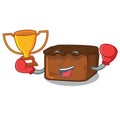 Boxing winner brownies mascot cartoon style