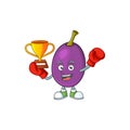 Boxing winner delicious winne fruit in a character cartoon