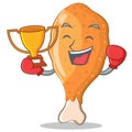 Boxing winner fried chicken character cartoon