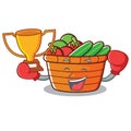 Boxing winner fruit basket character cartoon