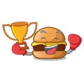 Boxing winner hamburger with the cartoon cheese toping