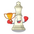 Boxing winner king chess in the cartoon shape Royalty Free Stock Photo