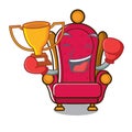 Boxing winner king throne mascot cartoon Royalty Free Stock Photo