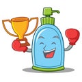 Boxing winner liquid soap character cartoon